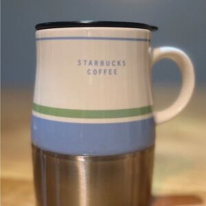 Starbucks 2005 Urban Desk Travel Mug  Ceramic & Stainless Steel With Lid